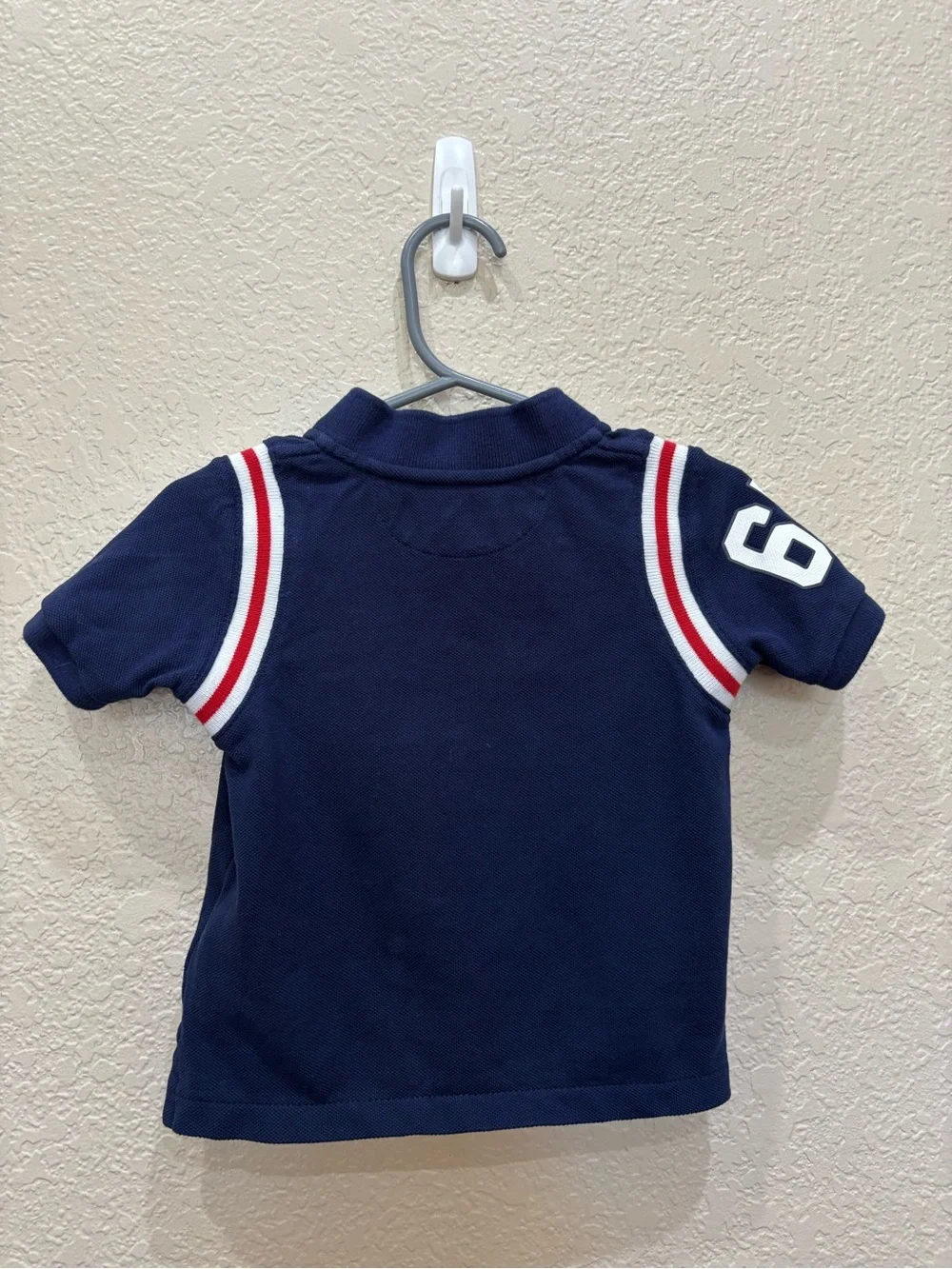 Ralph Lauren Baby Boy Cotton Mesh Baseball Shirt Navy Sz 12M Preppy Sporty